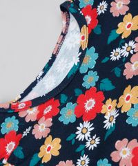 Conjunto-Infantil-de-Blusa-Estampada-Floral-Manga-Curta---Short-Azul-Marinho-9946799-Azul_Marinho_3