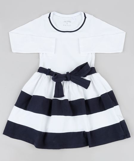 Vestido-Infantil-com-Laco-e-Listras-Manga-Curta--Off-White-9936562-Off_White_1