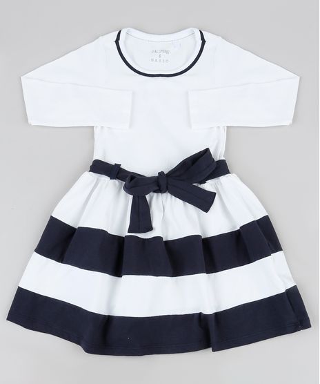 Vestido-Infantil-com-Laco-e-Listras-Manga-Curta--Off-White-9936562-Off_White_1