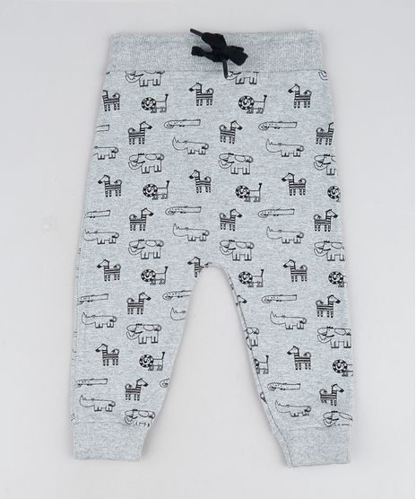 Calca-De-Moletom-Jogger--Infantil-Bichos-Cinza-Mescla-9942244-Cinza_Mescla_1
