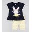 Conjunto-Infantil-de-Blusa-Coelho-com-Babado-Manga-Curta-Preta---Bermuda-Estampada-Amarela-9943361-Amarelo_1