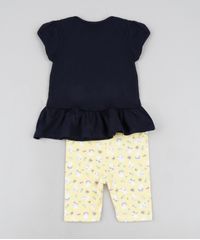Conjunto-Infantil-de-Blusa-Coelho-com-Babado-Manga-Curta-Preta---Bermuda-Estampada-Amarela-9943361-Amarelo_2