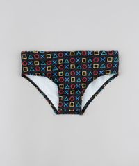 Sunga-Infantil-Slip-Playstation-Estampada-com-Protecao-UV50---Preta-9866935-Preto_1