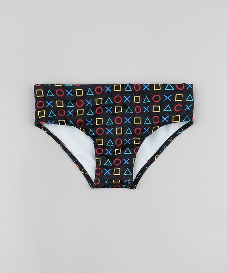 Sunga-Infantil-Slip-Playstation-Estampada-com-Protecao-UV50---Preta-9866935-Preto_1
