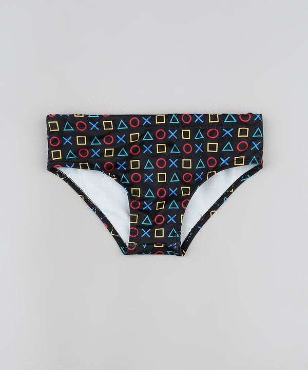 Sunga Infantil Slip Playstation Estampada com Proteção UV50+ Preta 4
