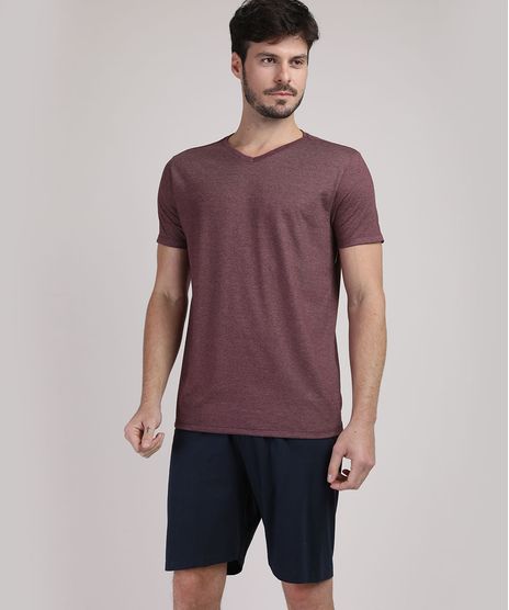 Pijama-Masculino-Manga-Curta-Gola-V-Vinho-9951352-Vinho_1