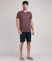 Pijama-Masculino-Manga-Curta-Gola-V-Vinho-9951352-Vinho_3