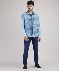 Camisa-Jeans-Masculina-Tradicional-Marmorizada-com-Bolso-Manga-Longa-Azul-Claro-9943157-Azul_Claro_3