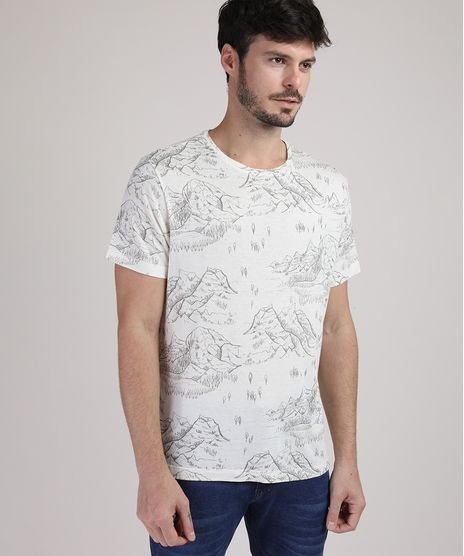 Camiseta-Masculina-Estampada-de-Montanhas-Manga-Curta-Gola-Careca-Bege-Claro-9870271-Bege_Claro_1