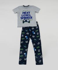 Pijama-Infantil-Video-Game-Manga-Curta-Cinza-Mescla-9942697-Cinza_Mescla_1