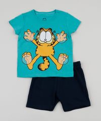 Conjunto-Infantil-Camiseta-Azul-Garfield-Manga-Curta---Bermuda-Azul-9529940-Azul_1