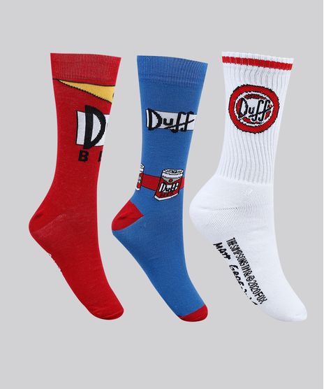 Kit-de-3-Meias-Masculinas-Cano-Alto-Duff-Beer-Os-Simpsons-Multicor-9951407-Multicor_1