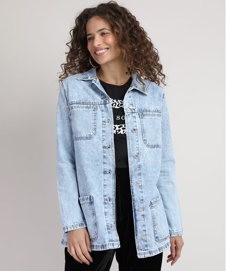Jaqueta-Jeans-Feminina-Longa-com-Bolsos-e-Faixa-para-Amarrar-Azul-Claro-9946108-Azul_Claro_1