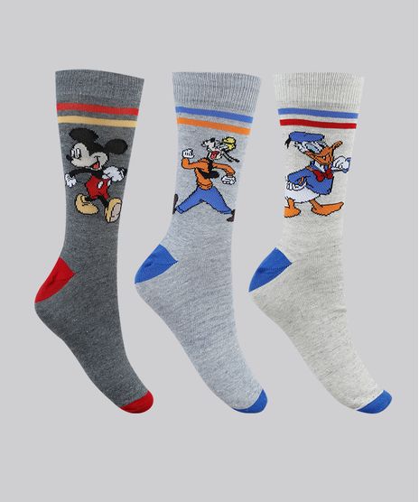 Kit-de-3-Meias-Masculinas-Cano-Alto-Turma-do-Mickey-Cinza-Mescla-9951402-Cinza_Mescla_1