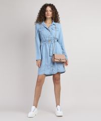 Vestido-Chemise-Jeans-Feminino-Curto-com-Bolsos-e-Cinto-Manga-Longa-Azul-Claro-9946819-Azul_Claro_3