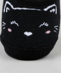 Meia-Feminino-Sapatilha-Estampada-de-Gatinhos-Preta-9885674-Preto_1