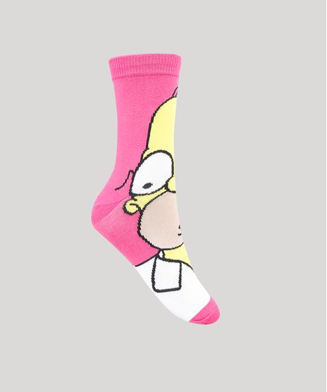 Kit-de-2-Meias-Femininas-Cano-Medio-Os-Simpsons-Rosa-9856787-Rosa_1