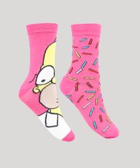 Kit-de-2-Meias-Femininas-Cano-Medio-Os-Simpsons-Rosa-9856787-Rosa_2