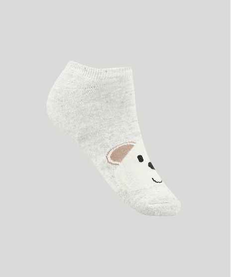 Kit-de-2-Meias-Femininas-Cano-Baixo-Atoalhadas-Urso-Cinza-Mescla-9941940-Cinza_Mescla_1