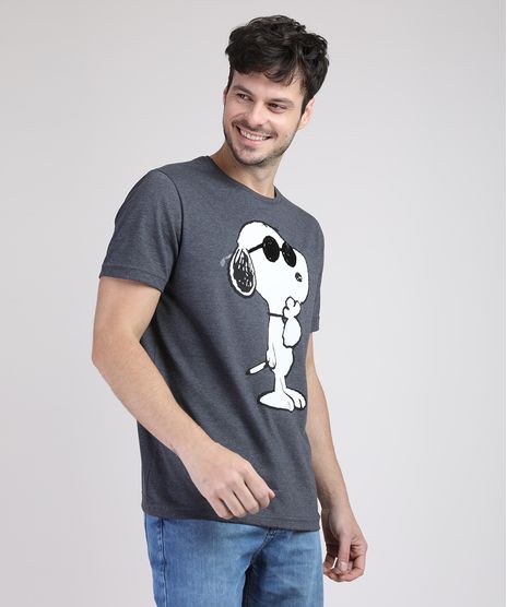Camiseta-Masculina-Snoopy-Manga-Curta-Gola-Careca-Cinza-Mescla-Escuro-9687494-Cinza_Mescla_Escuro_1