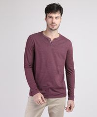 Camiseta-Masculina-com-Botoes-Gola-V-Manga-Longa-Vinho-9555248-Vinho_1
