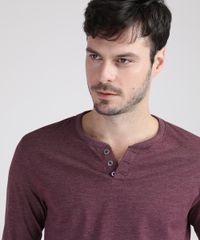Camiseta-Masculina-com-Botoes-Gola-V-Manga-Longa-Vinho-9555248-Vinho_4