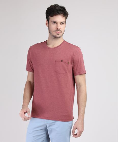 Camiseta-Masculina-com-Bolsos-e-Botao-Gola-Careca--Manga-Curta-Vermelho-Escuro-9950244-Vermelho_Escuro_1