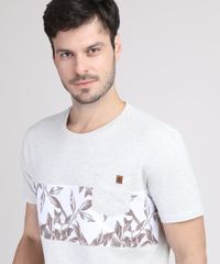 Camiseta-Masculina-Recorte-Estampa-de-Folhas-com-Bolso-Manga-Curta-Gola-Careca-Cinza-Mescla-9942181-Cinza_Mescla_4
