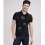Polo-de-Piquet-Masculina-Estampada-de-Folhas-com-Bolso-Manga-Curta-Preta-9867094-Preto_1