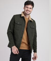Jaqueta-de-Sarja-Trucker-Masculina-com-Pelo-Verde-Militar-9879890-Verde_Militar_1