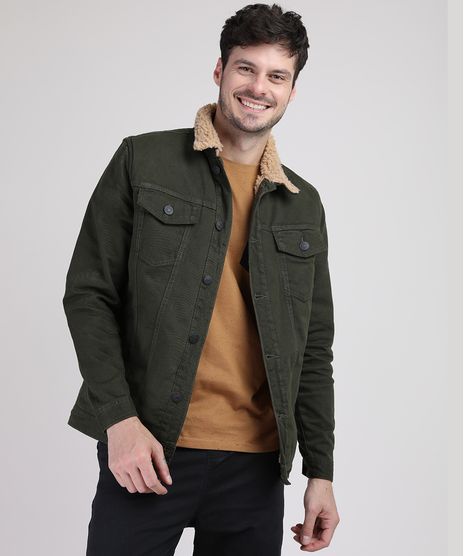 Jaqueta-de-Sarja-Trucker-Masculina-com-Pelo-Verde-Militar-9879890-Verde_Militar_1