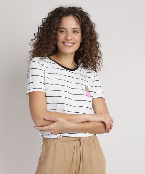 Blusa-Feminina-Listrada-com-Abacaxi-Manga-Curta-Decote-Redondo-Off-White-9942861-Off_White_1
