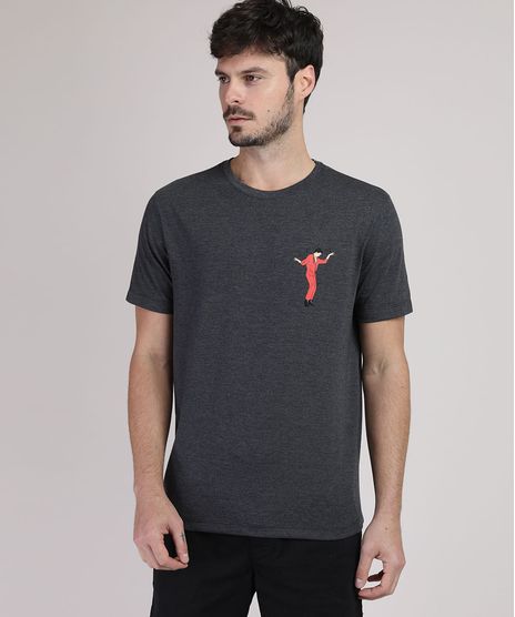 Camiseta-Masculina-La-Casa-de-Papel-Manga-Curta-Gola-Careca-Cinza-Mescla-Escuro-9948705-Cinza_Mescla_Escuro_1