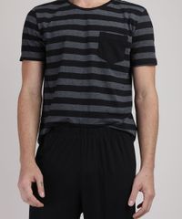 Pijama-Masculino-Camiseta-Listrada-Manga-Curta-com-Bolso---Calca-Preta-9951349-Preto_3