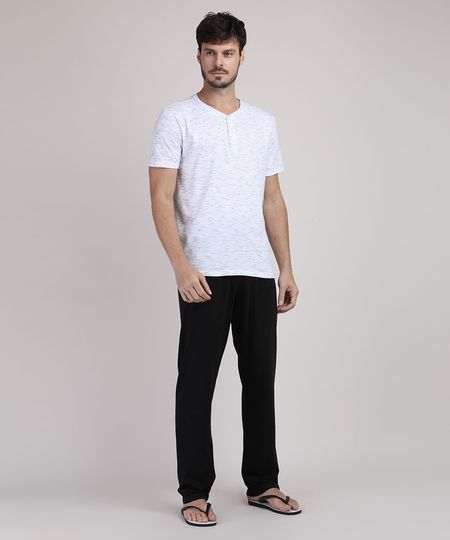 Pijama-Masculino-Camiseta-Cinza-Mescla-Manga-Curta----Calca-Preta-9951348-Preto_1