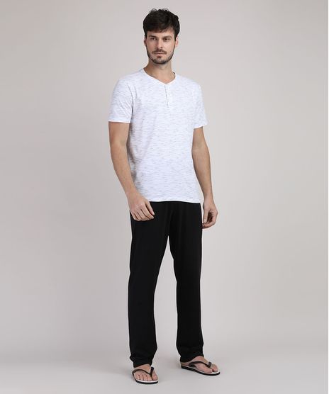 Pijama-Masculino-Camiseta-Cinza-Mescla-Manga-Curta----Calca-Preta-9951348-Preto_1