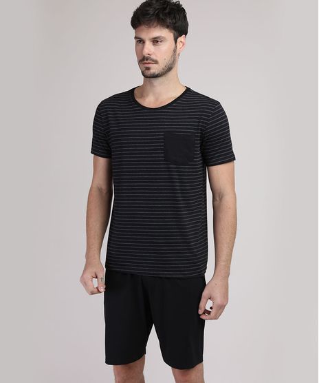 Pijama-Masculino-Listrado-com-Bolso-Manga-Curta-Preto-9951353-Preto_1