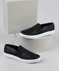 Tenis-Slip-On-Feminino-Via-Uno-com-Tachas-Preto-9907595-Preto_1