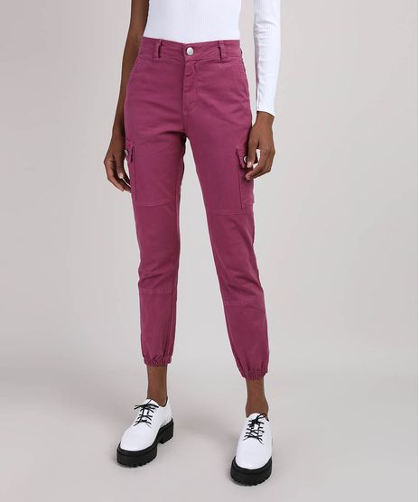 Calca-de-Sarja-Feminina-Skinny-Jogger-Cargo-Cintura-Alta-Roxa-9951013-Roxo_1