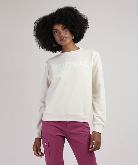 Blusao-de-Moletom-Feminino--Neutral--Decote-Redondo-Bege-Claro-9950983-Bege_Claro_1