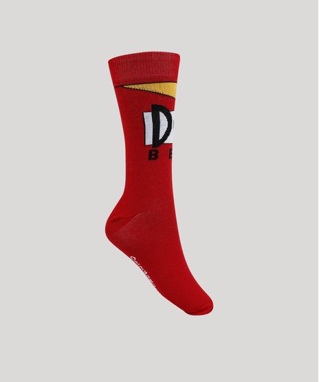 Meia-Masculina-Cano-Alto-Divertida-Duff-Beer-Os-Simpsons-Vermelha-9787883-Vermelho_1