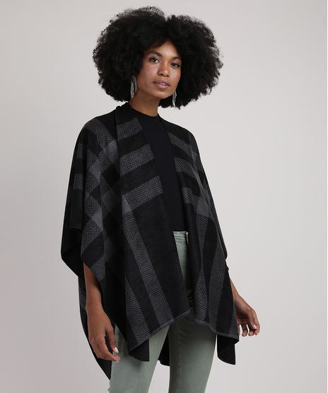Poncho-Feminino-em-Fleece-Dupla-Face-Preto-9834500-Preto_1