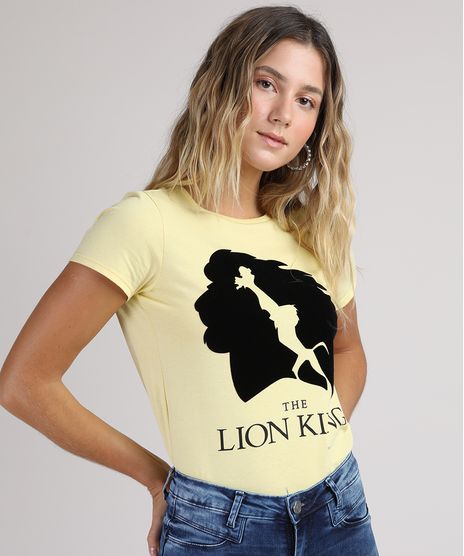 Blusa-Feminina-O-Rei-Leao-Manga-Curta-Decote-Redondo-Amarelo-Claro-9850848-Amarelo_Claro_1