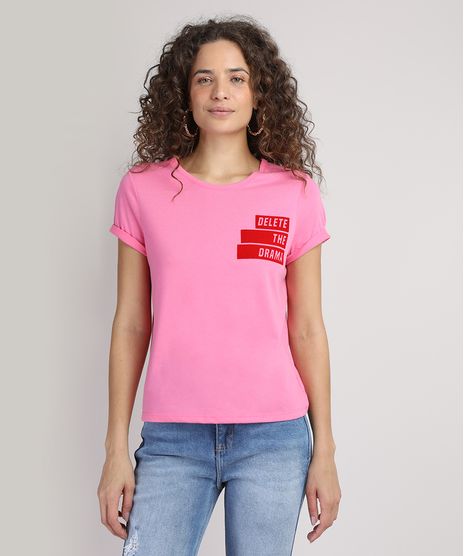 Blusa-Feminina---Delete-The-Drama--Manga-Curta-e-Decote-Redondo-Pink-9943522-Pink_1