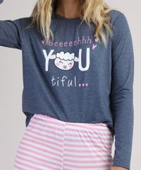 Pijama-Feminino-Ovelhas-Manga-Longa--Azul-Marinho-9951189-Azul_Marinho_3