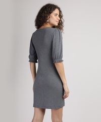 Vestido-Feminino-Canelado-Curto-Manga-Curta-Bufante-Cinza-Mescla-Escuro-9951121-Cinza_Mescla_Escuro_2