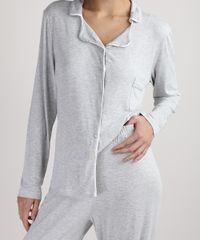 Pijama-Feminino-Camisa-Manga-Longa-com-Bolso-Cinza-Mescla-9951065-Cinza_Mescla_3