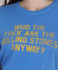 T-Shirt-Feminina-Mindset--Who-Are-The-Rolling-Stones-Anyway---Manga-Curta-Decote-Redondo-Azul-9948979-Azul_4