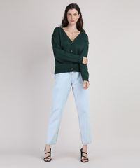 Cardigan-de-Trico-Feminino-Mindset-Oversized-com-Bolsos-Decote-V-Verde-Escuro-9950753-Verde_Escuro_3
