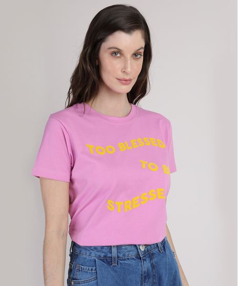 T-Shirt-Feminina-Mindset--Too-Blessed--Manga-Curta-Decote-Redondo-Rosa-9948990-Rosa_1